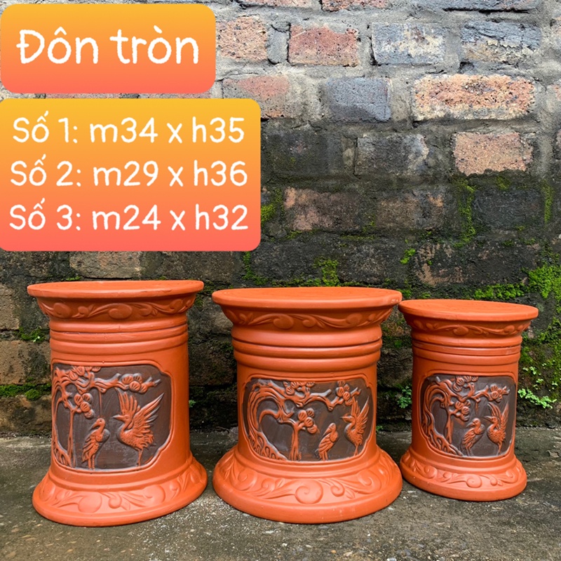 đôn gốm sứ đất đỏ làm kệ trồng cây đẹp