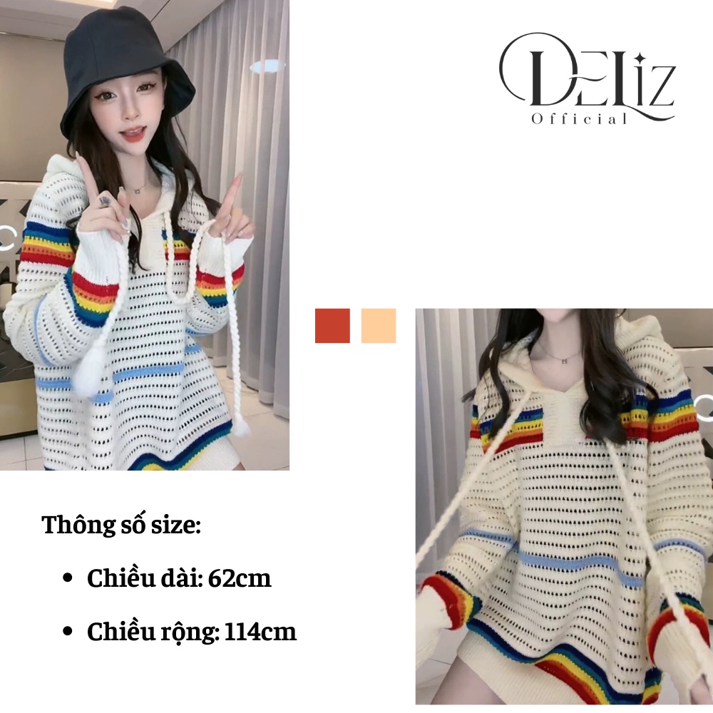 Áo hoodie đan len hàng cao cấp DELIZ, áo khoác có mũ chất len siêu dày mịn