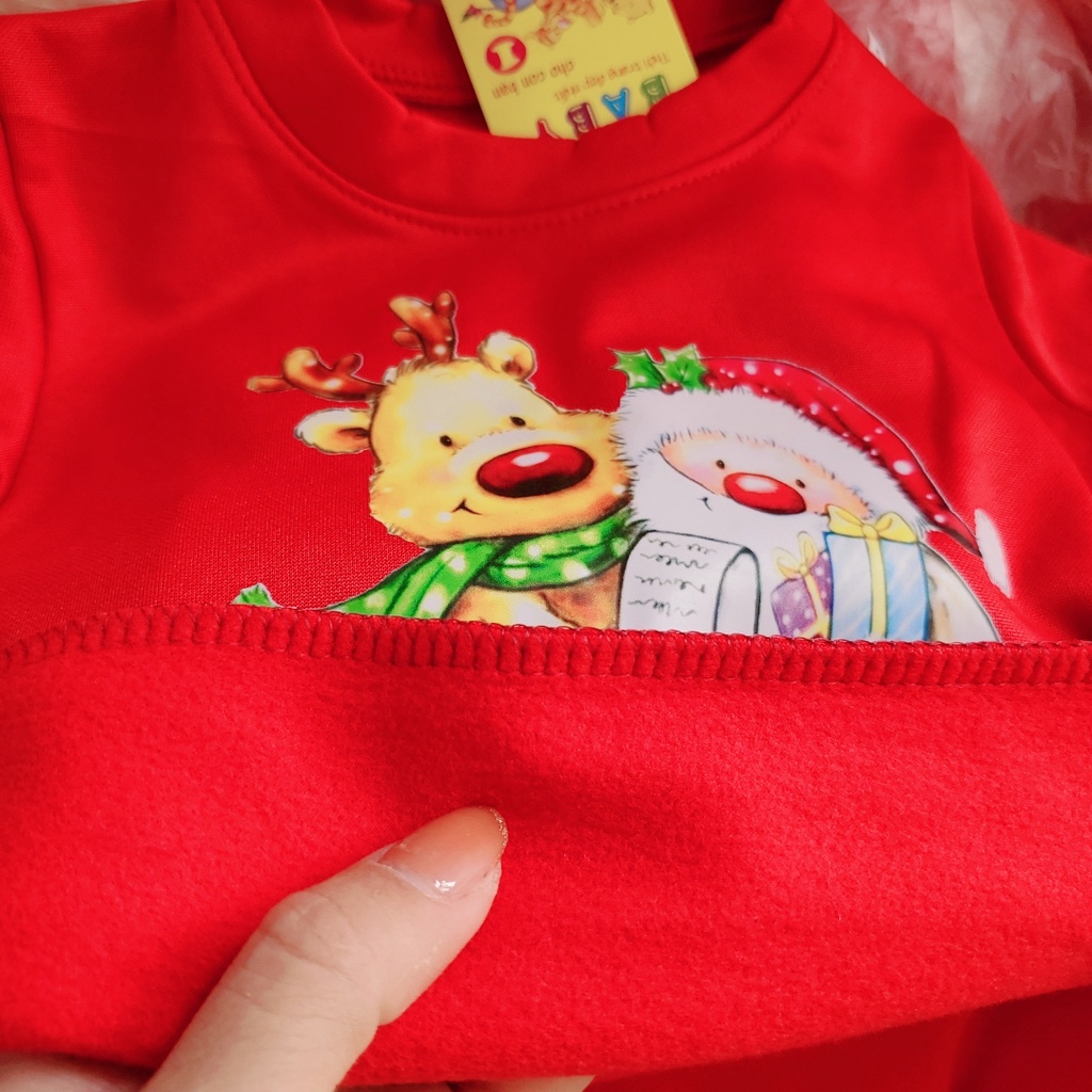[TẶNG NÓN NOEL] Áo nỉ hình Noel cho bé trai bé gái diện Noel (08-20kg)- TIỆM NHÀ SU