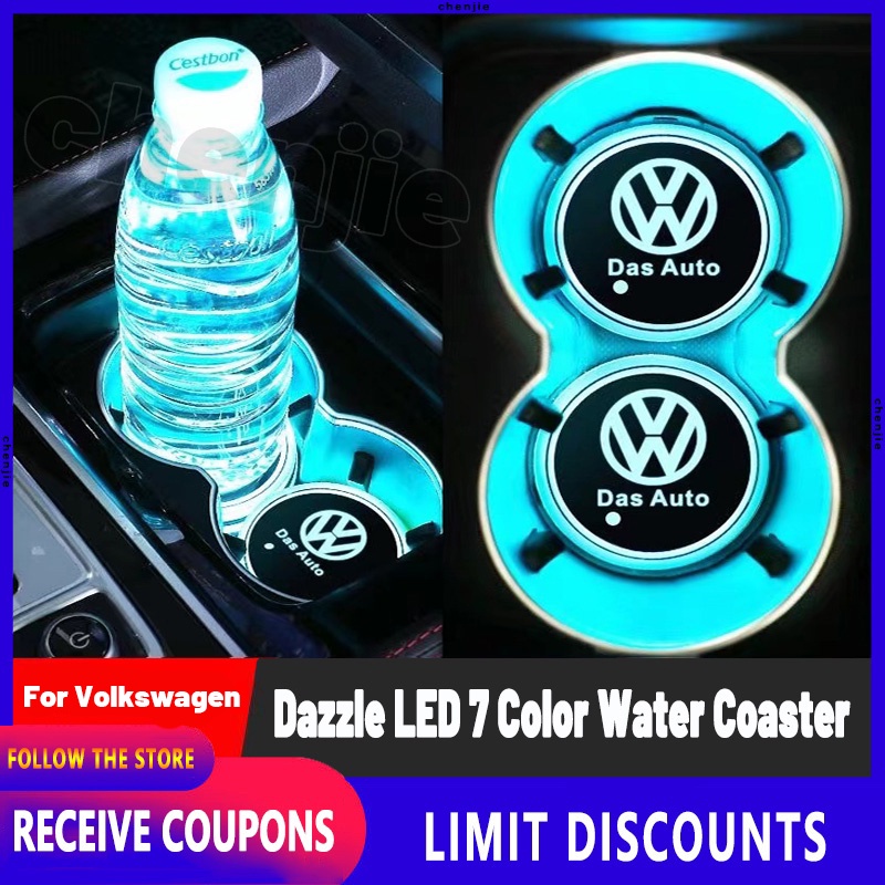 Dazzle LED 7 Color Car Water Coaster / Luminous Car Water Cup Pad Car anti slip Cup Mat Smart Induct