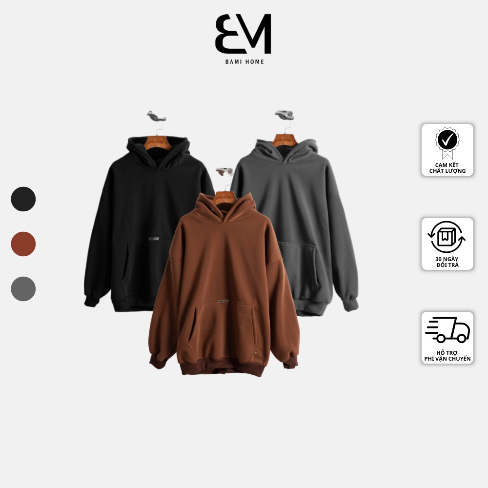 Áo hoodie oversize BAMI HOME chất liệu nỉ bông cao cấp đã xử lý bề mặt AHD