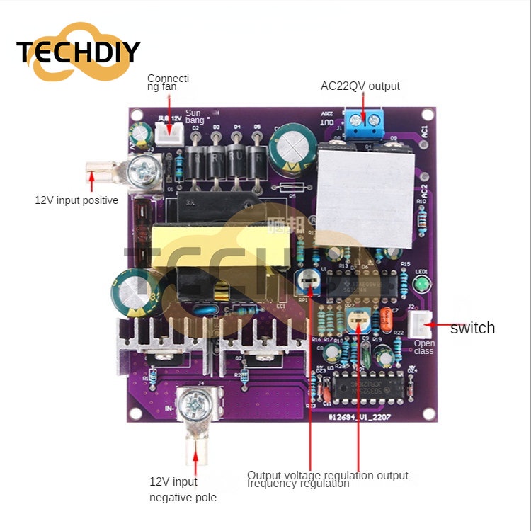 Bảng Mạch Tăng Áp DC-AC 300W 50Hz 12V Sang 220V