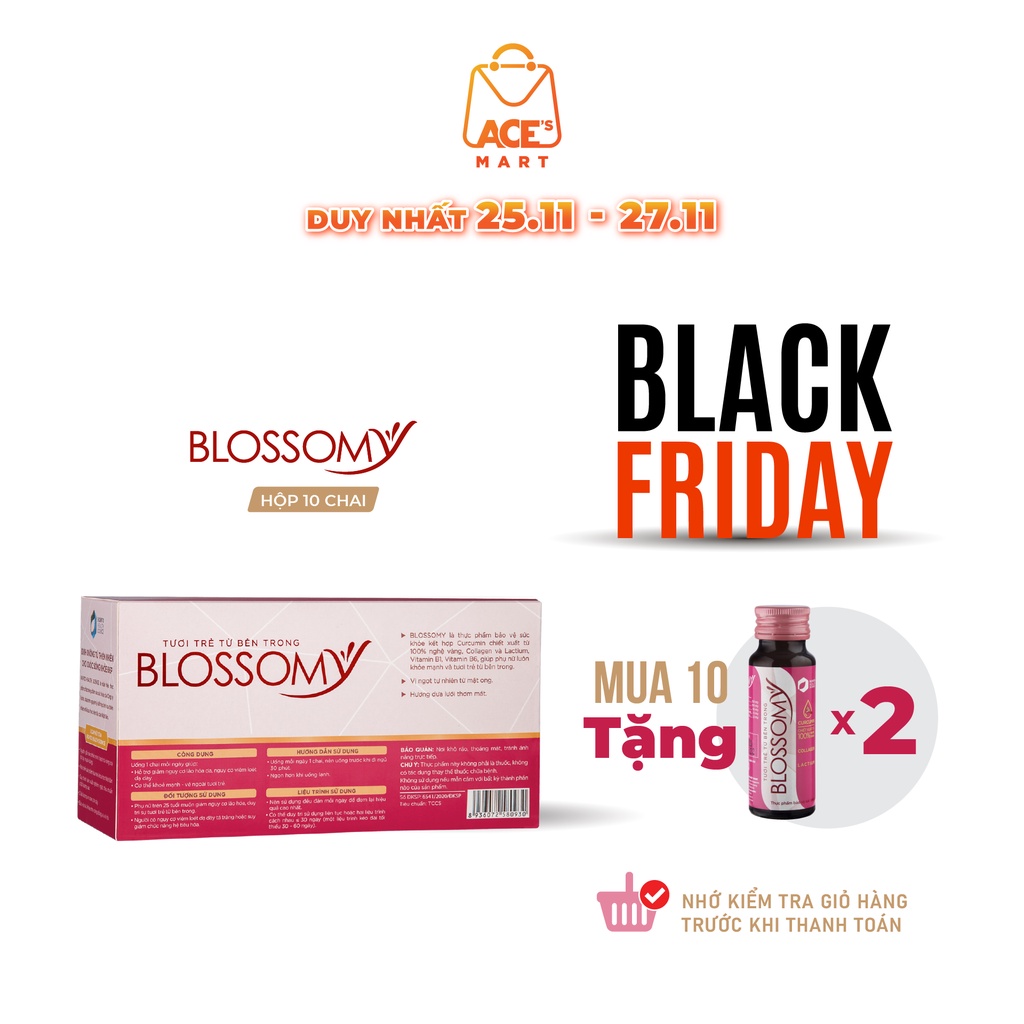 BLOSSOMY 10 Chai Nước Uống Đẹp Da Dễ Ngủ Ngừa Lão Hóa