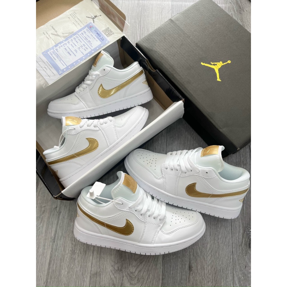 Giày Jordan 1 Low White Gold cổ thấp trắng vẩy vàng cao cấp full box