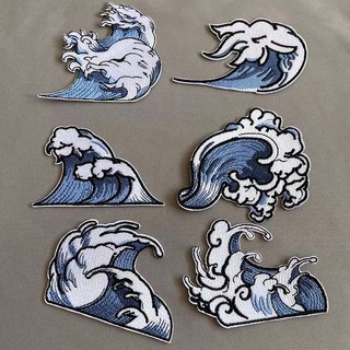 Sticker Ủi Thêu Hình Sóng Biển Hoạt Hình Dễ Thương