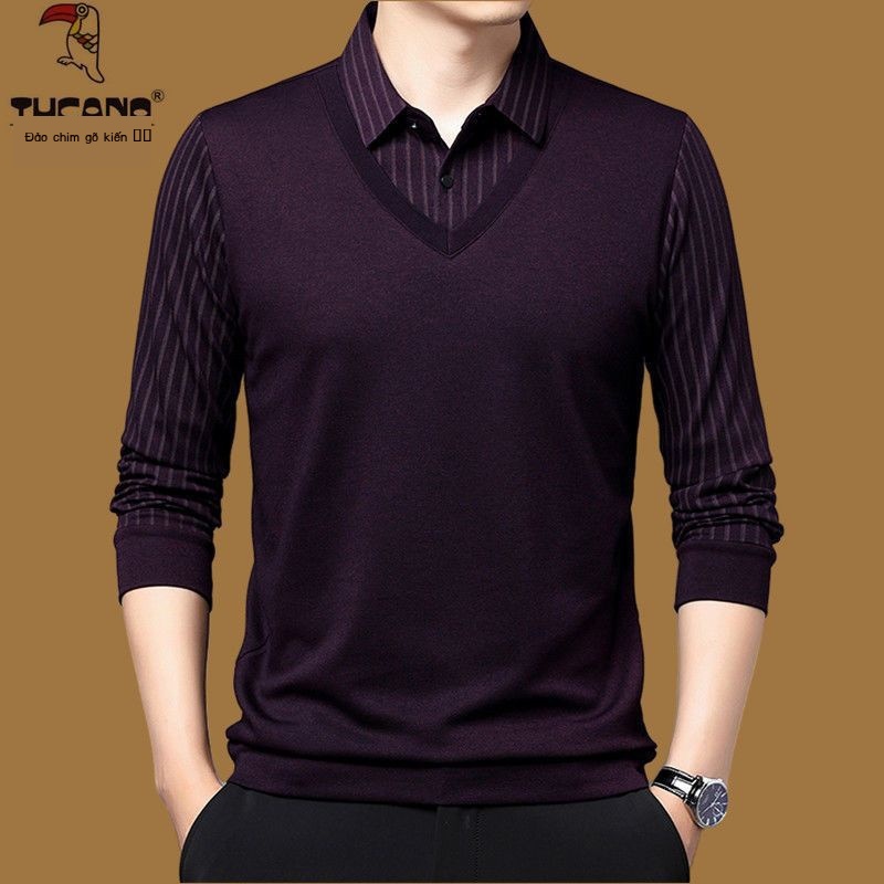 Áo Thun polo Tay Dài Thời Trang Mùa Thu Kiểu Mới Dành Cho Nam Giới Độ Tuổi Trung Niên [37% off] Áo Sơ Mi Nam