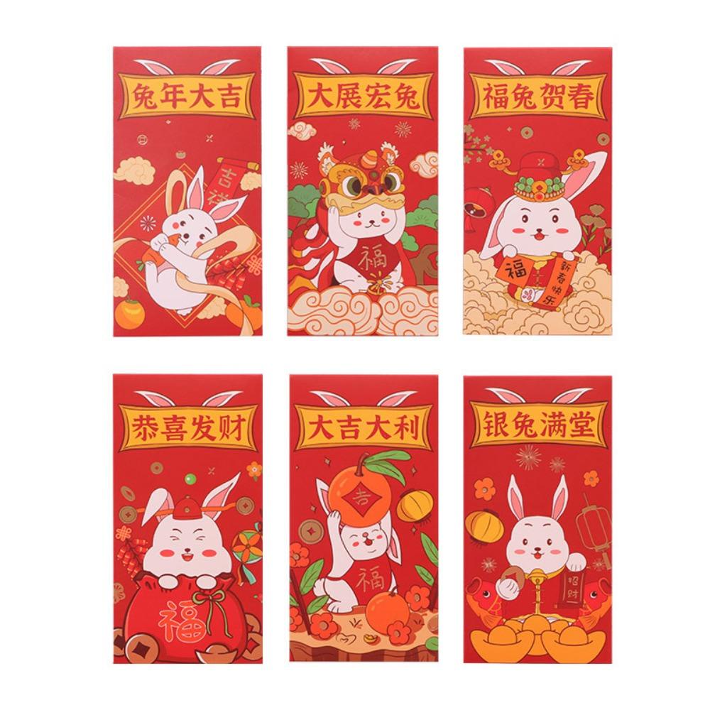 Set 6 Bao Lì Xì Hình Thỏ May Mắn Cho Năm Mới