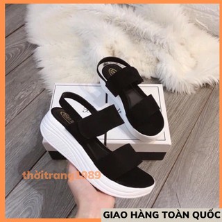 Sandal nữ đế xuồng quai ngang cao cấp - giày sandal nữ đế bánh mì quai ngang - ảnh chụp thật kèm video