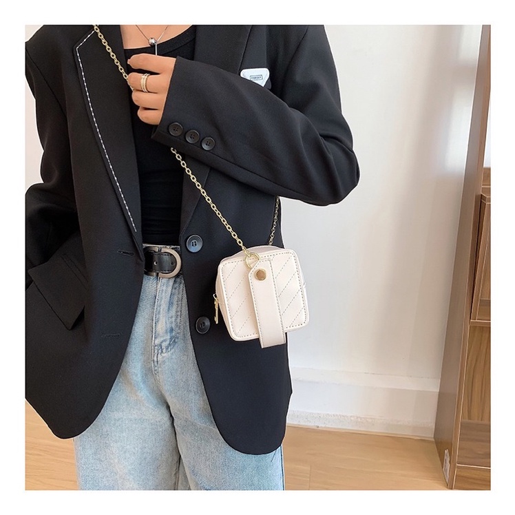 Túi Đeo Chéo Mini Vuông Kèm Quai Xách Da Pu