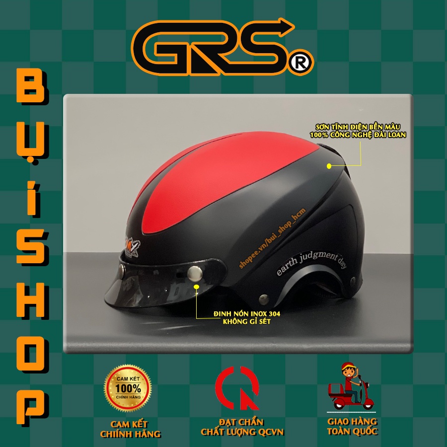 THANH LÝ Mũ bảo hiểm nửa đầu GRS 101 E - Nón sơn tĩnh điện acer siêu bền màu 1/2 sử dụng 100% công nghệ Đài Loan