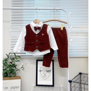 Bộ đồ Tết / bộ công tử nhung 3 chi tiết cho bé 8-16kg
