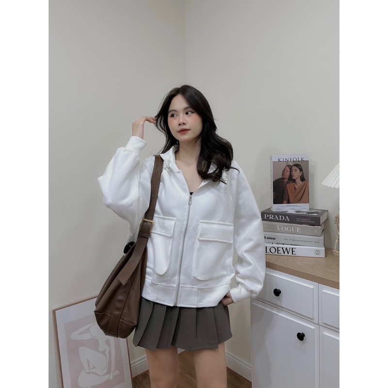 Áo Khoác Nỉ - 9229 - Trơn - 2 Túi Hộp