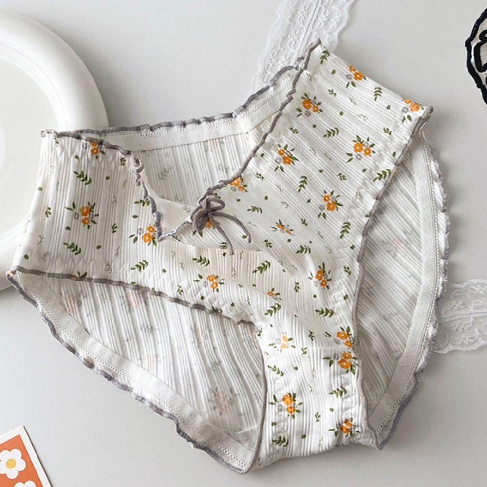 Quần Lót Cotton Lưng Vừa In Họa Tiết Phong Cách Nhật Hàn Cho Nữ