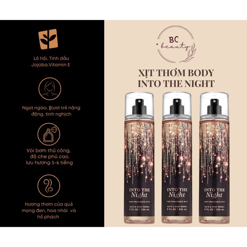 Gift Set 4 Món Bath And Body Work Gift Bag Set Into The Night