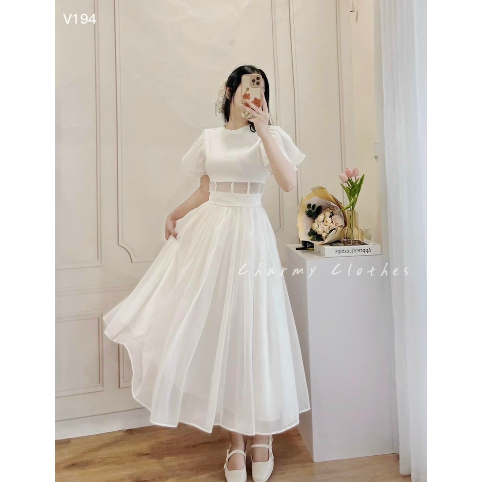 Đầm Váy Maxi Trắng Trẻ Trung - Set Váy Đầm Quảng Châu Thiết Kế Trung Niên Cao Cấp - Ms A179 (Sỉ LH Shop)