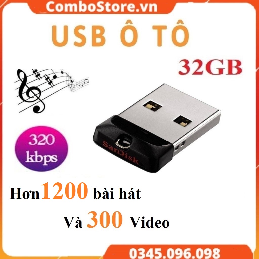 USB ô tô, USB xe hơi Siêu nhỏ gọn, có sẵn nhạc chuyên dùng cho Ô tô