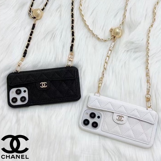 Ốp Điện Thoại In Logo Chanel Kèm Dây Đeo Sợi Xích Sang Trọng Cho Apple iPhone14 iPhone14 14 Pro Xs Max XR I8 I13 12