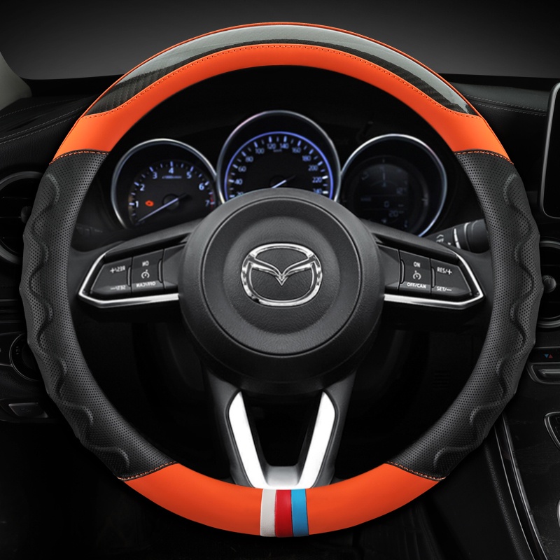 Vỏ Bọc Vô Lăng Bằng Da Sợi Carbon Cho Mazda 3 Axela Atenza Mazda6 Mazda CX-3 CX-4 CX-5 CX-7 CX-9
