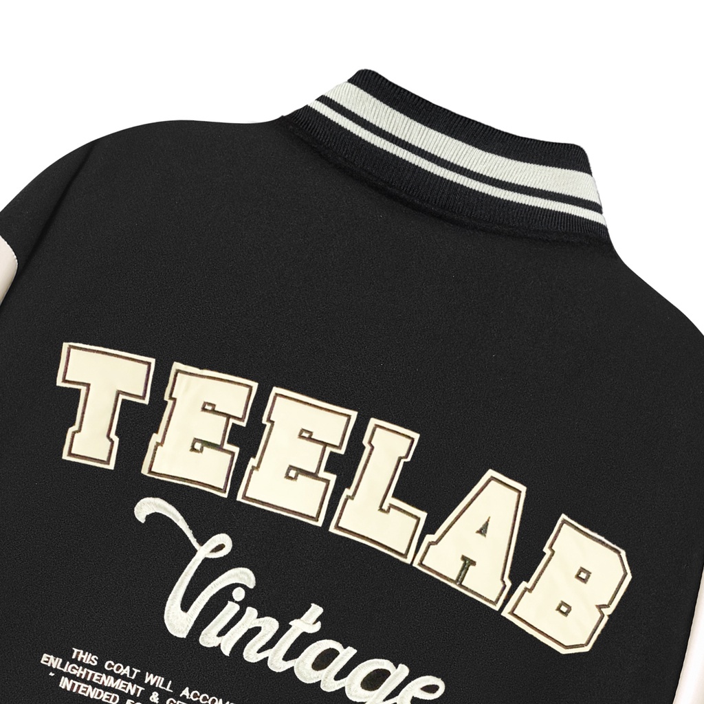 Áo Khoác Dạ Phối Da Varsity Teelab Vintage National Tide AK057