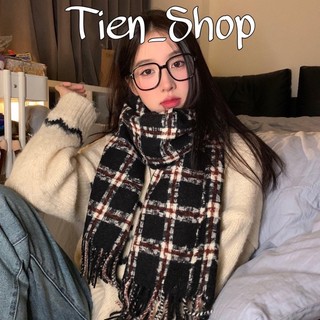 LOẠI 1 - DÀY XỊN `- KHĂN LEN QUẢNG CỔ VINTAGE KẺ RETRO PHỐI MÀU , KHĂN HÀN QUỐC