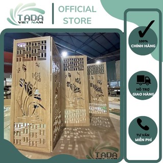 Vách bình phong ngăn phòng hoa văn sen chất liệu gỗ MDF phủ Melamin cao cấp