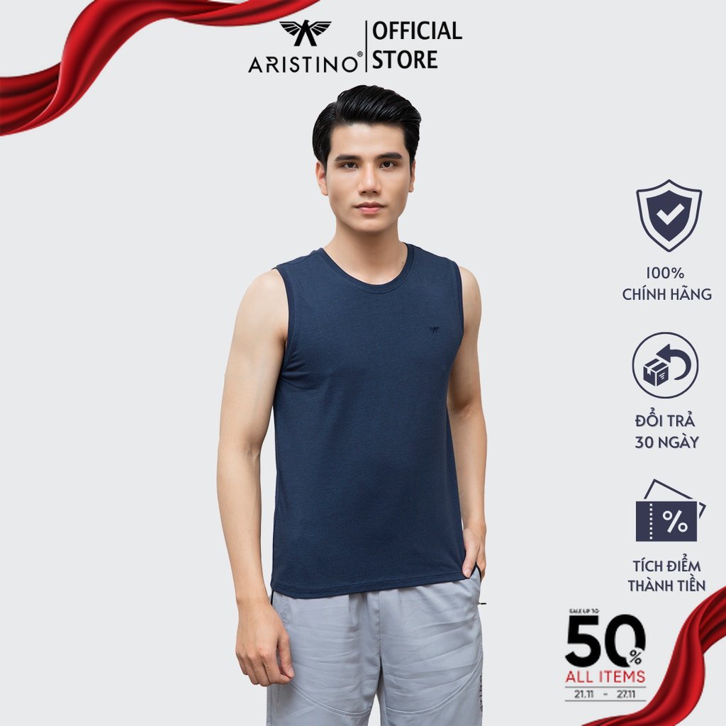 Áo tank top nam  ARISTINO chất liệu Cotton cao cấp, mềm mại, thấm hút tốt, độ đàn hồi cao - ATTR04