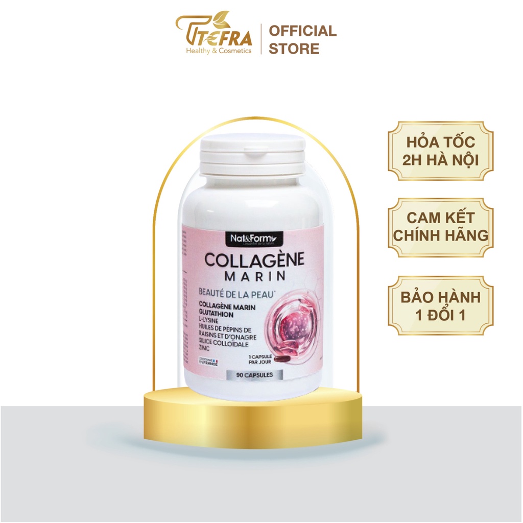Viên uống Collagene Marin Nat Form Pháp giúp trắng da, chống lão hoá 90 viên