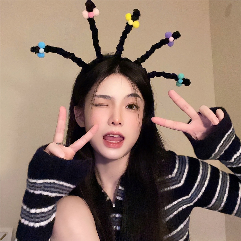 Băng Đô Cài Tóc Bện Hình Hoạt Hình Dễ Thương Vui Nhộn Phong Cách Hàn Quốc Cho Nữ