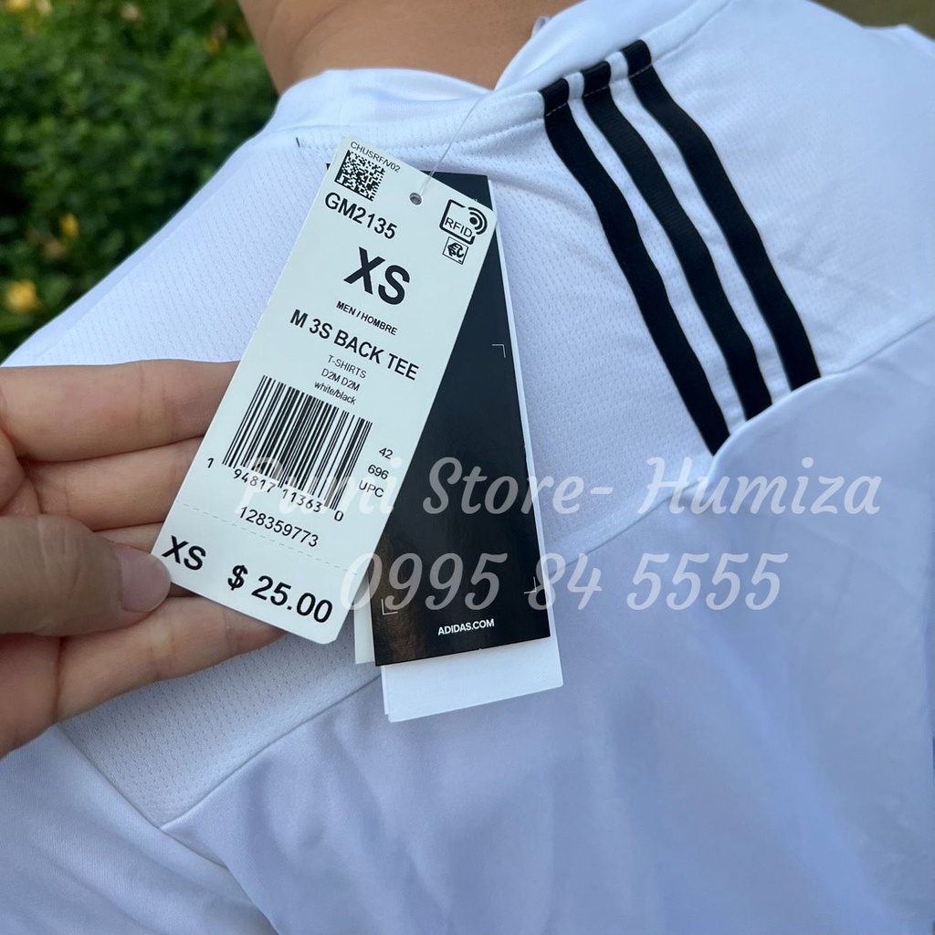 Áo Adidas ngắn tay nam Men's Primeblue Designed 2 Move 3-Stripes Tee, Màu Trắng GM2135