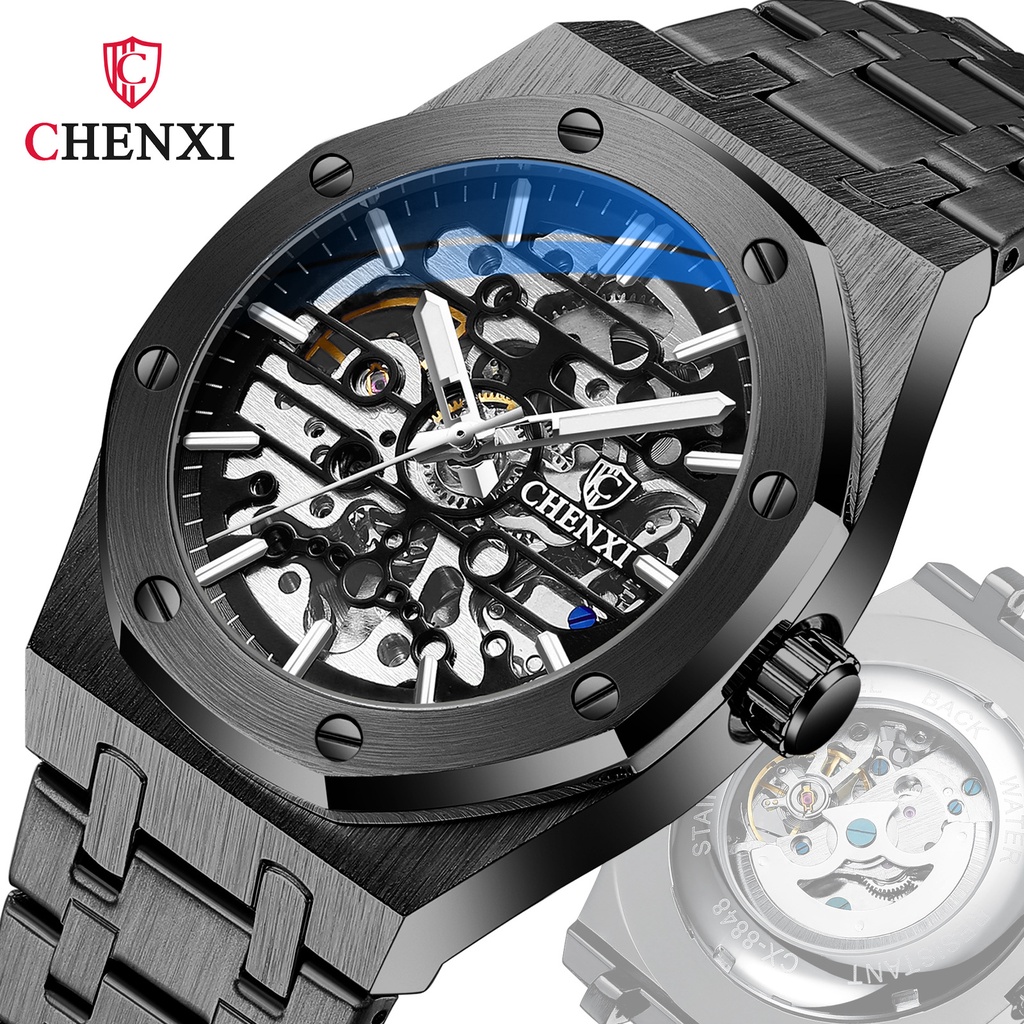Đồng hồ cơ nam Chenxi dây thép lộ máy tự động cao cấp CX-8848 - SC Strore