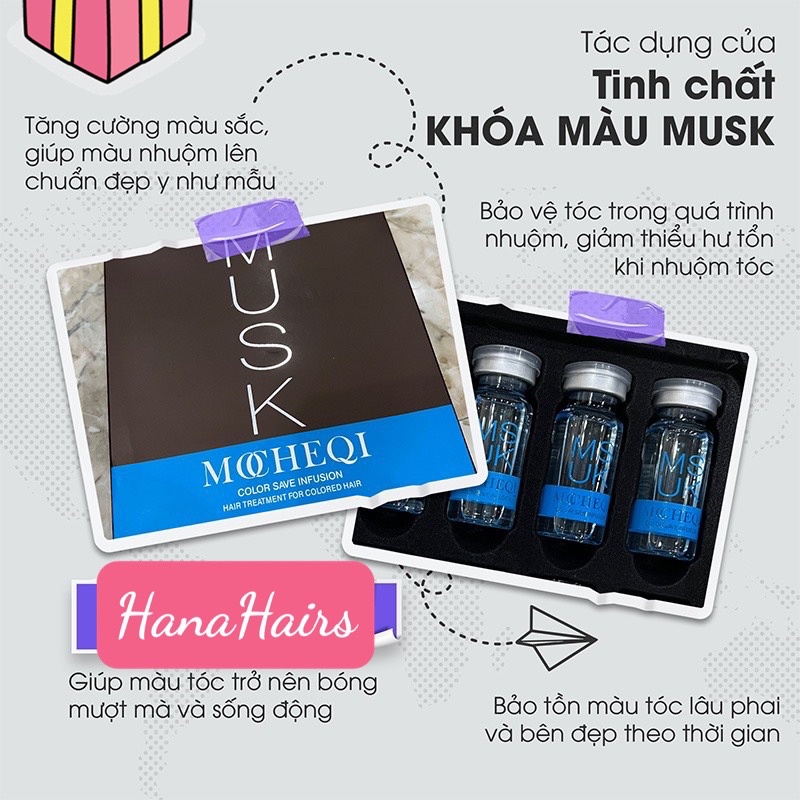 Tinh Chất Khoá Màu MUSK, Giữ Màu Cho Tóc, Chắc Khoẻ, Bóng Mượt, Mềm Mại, Dưỡng Tóc | Hanahair, Hanahairs