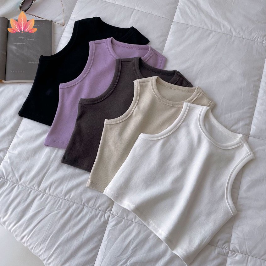 Áo Croptop Cổ Tròn 9 Màu Sắc Tùy Chọn Phong Cách Hàn Quốc Thời Trang Cho Nữ JP5