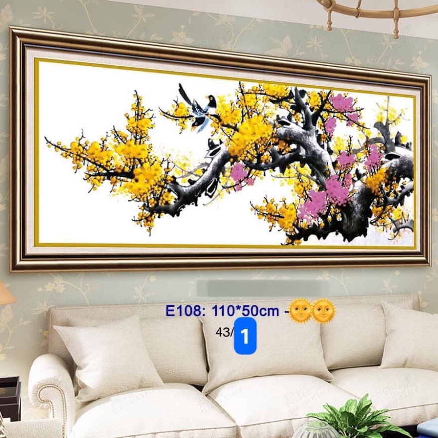 Tranh thêu chữ thập Cành Đào, cành Mai E225,LV3245, LV3246, FJ0628, FJ0925 - chưa thêu