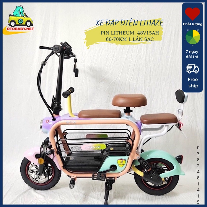Xe đạp điện mini 3 yên 2 yên hotgirl gấp gọn cao cấp thương hiệu LIHAZE mới nhất 2022