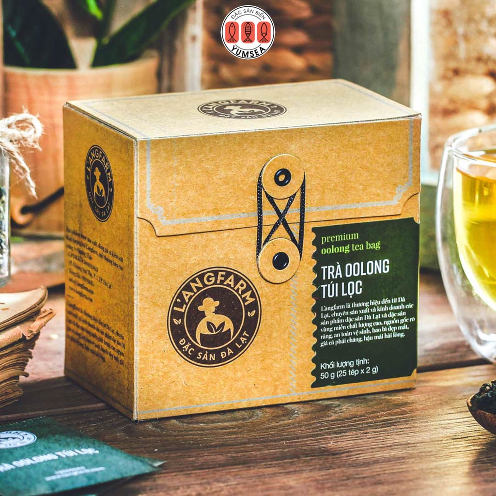 Trà oolong túi lọc L'angfarm, 25 tép, hộp, mẫu quấn dây kraft