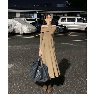 váy thun dài tay trễ vai thời trang