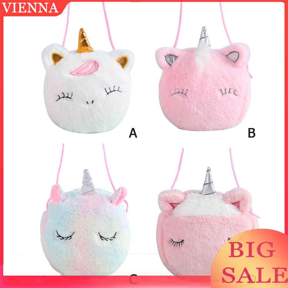 Túi Đeo Chéo Mini Bằng Vải Bông Có Khóa Kéo Họa Tiết Hoạt Hình Cho Bé Gái