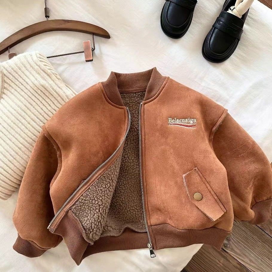 Hàng Mới Về Áo Khoác Bóng Chày Dày Giữ Ấm Có Khóa Kéo Thêu Họa Tiết Thời Trang Thu Đông Hàng Mới Dành Cho Trẻ Em