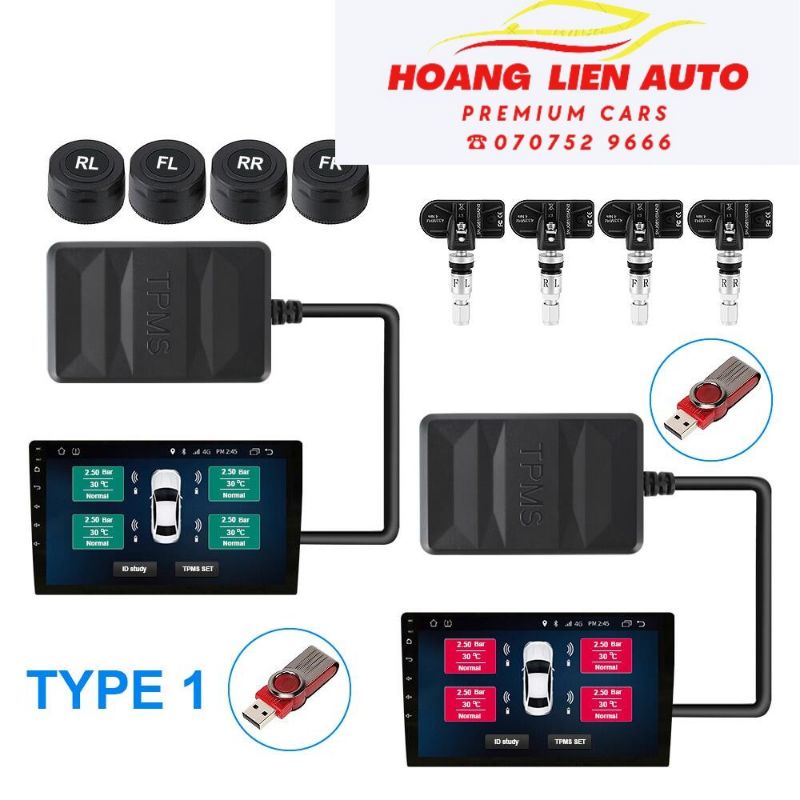 Cảm Biến Áp Suất Lốp ô tô, TPMS - Cảm Biến Áp Suất Lốp Ô Tô van trong cho màn hình Android EKLEVA - Pin Sạc Năng Lượ