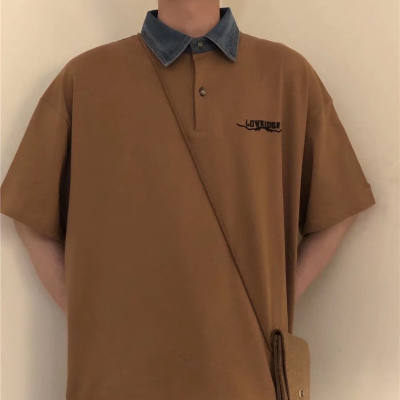 Áo polo Tay Lửng Dáng Rộng Phong Cách Hàn Quốc Thời Trang Mùa Hè Hàng Mới 2022 Dành Cho Bạn Nam Cỡ M-2XL