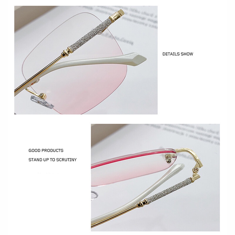 Mắt Kính Gọng Kim Loại Không Viền Nhiều Màu Sắc Thời Trang Dành Cho Nữ