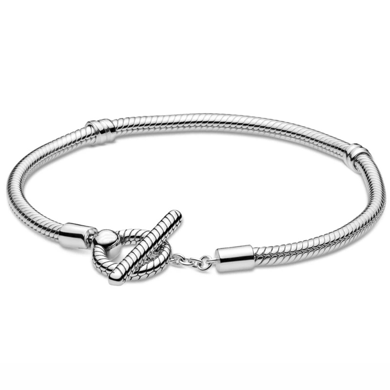 Pandora Vòng Tay Mạ Bạc 925 Đính Hạt Hình Hoa Tuyết Khóa Cài Vô Cực Thời Trang Cho Nữ