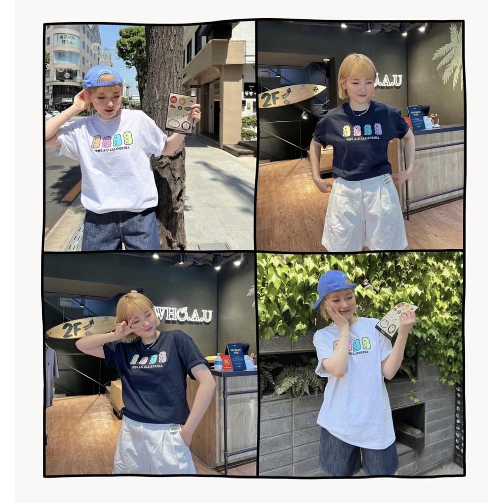 Áo thun hình 4 gấu WHO.A.U California sale 85%