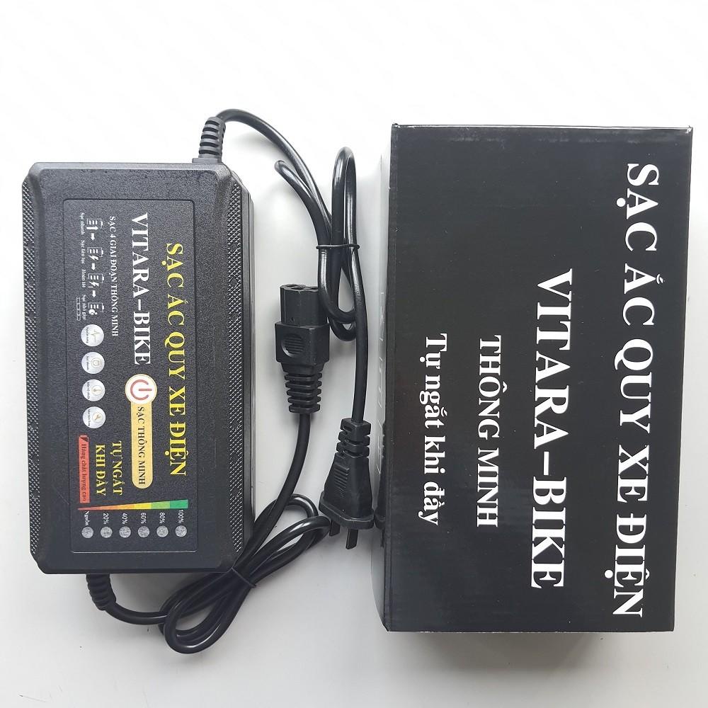 Sạc bình ắc quy xe đạp điện 48V 60V 12AH 20AH VITARA-BIKE tự ngắt khi đầy chống phồng bình HÀNG CHÍNH HÃNG sạc xe điện