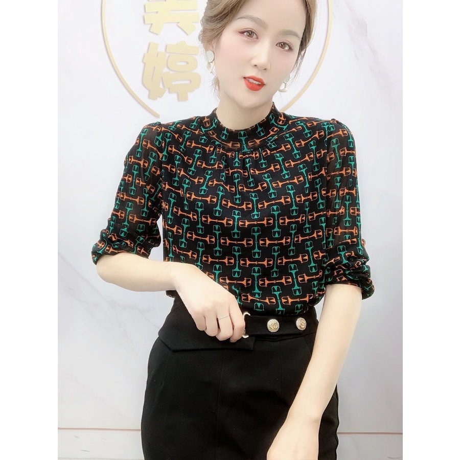 Plus Áo Sơ Mi Nữ Tay Dài Phong Cách Vintage Hàn Quốc