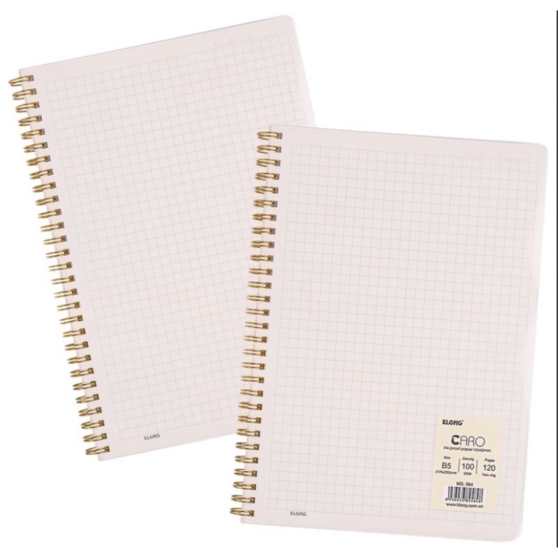 Tập vở sổ Klong lò xo kép Caro mm B5 - 120 trang 200 trang; MS: 584 585