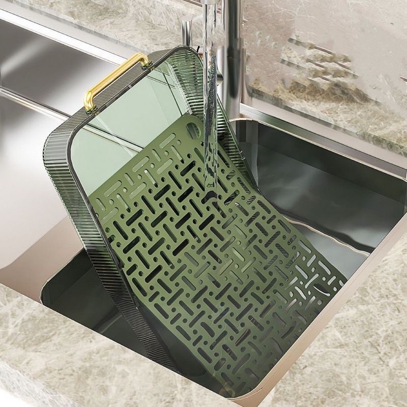 Khay úp cốc nhựa meca trong suốt có giá thoát nước kèm hộp đựng sang trọng