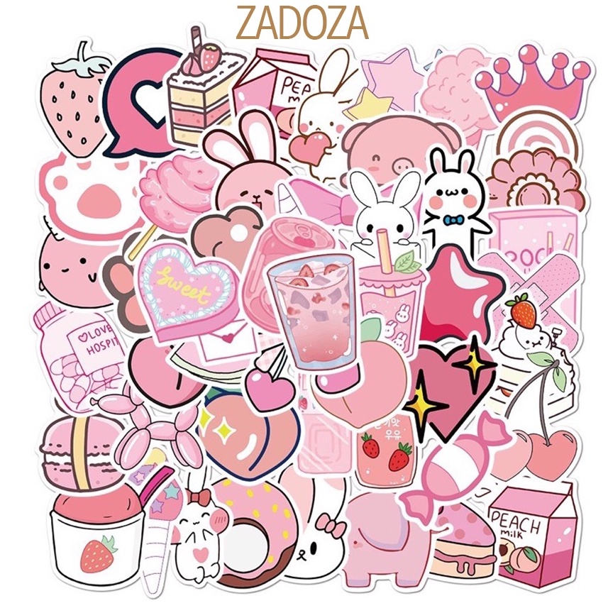 Sticker pink tone nhãn dán màu hồng trang trí mũ bảo hiểm, đàn, guitar, ukulele, điện thoại laptop