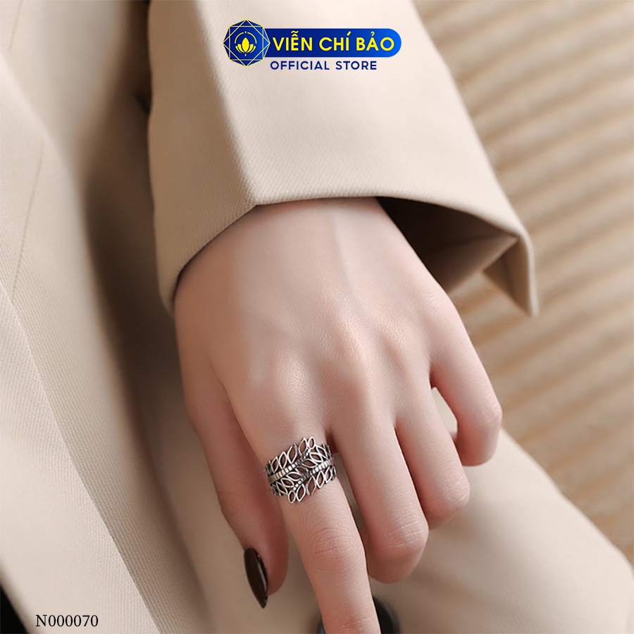 Nhẫn bạc nữ hình lá bản to chất liệu bạc Thái 925 thời trang phụ kiện trang sức Viễn Chí Bảo N000070