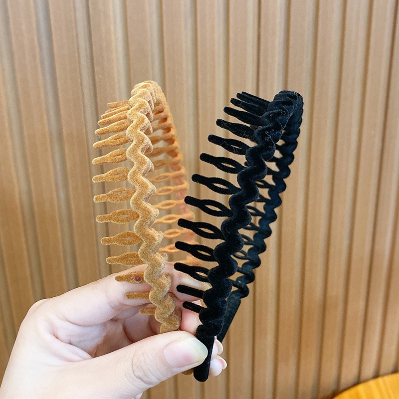 Băng Đô Cài Tóc Màu Trơn Đơn Giản Chống Trượt Có Răng Thời Trang